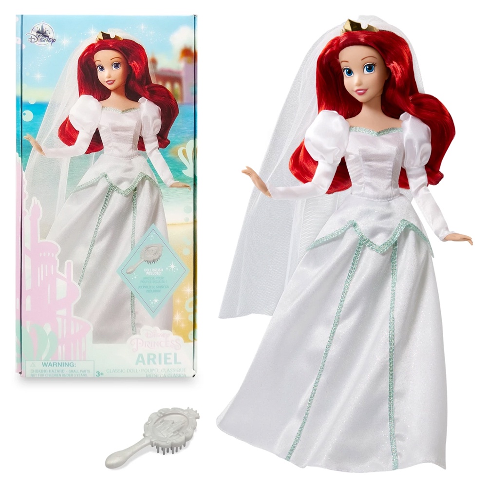 MỚI Búp Bê Nàng Tiên Cá Ariel Váy Cưới Trắng Nguyên Bản Trong Phim Hoạt Hình Disney Classic Doll