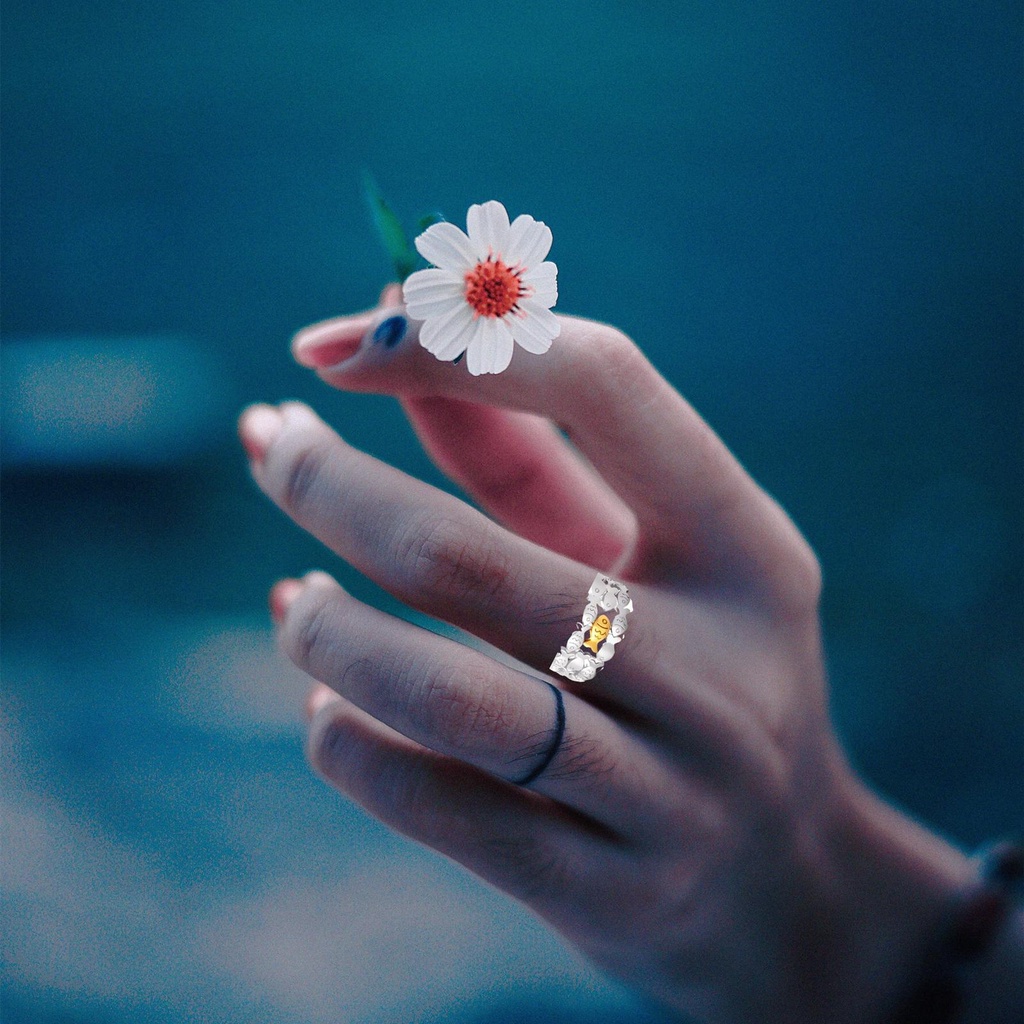 Nhẫn Hở Hình Cá Dễ Thương Phong Cách Vintage