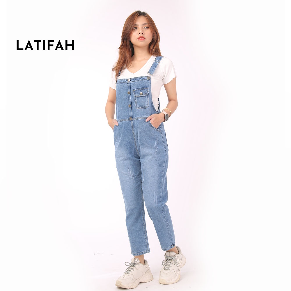 Quần yếm jean dài nữ LATIFAH 5 cúc YJ012 phong cách trẻ trung năng động