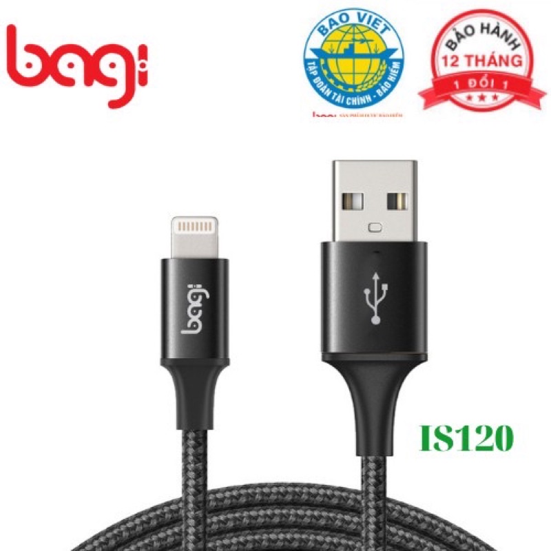 cáp sạc nhanh bagy dây dù chống đứt 1,2m cho iphone sam sung oppo xiaomi