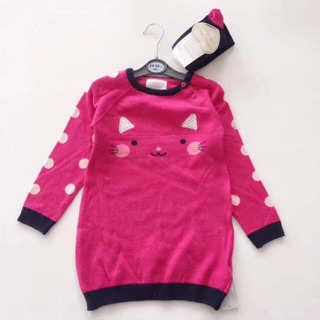 Set áo váy len Sweatshirt Hoodie Pink Cat của hãng Primark