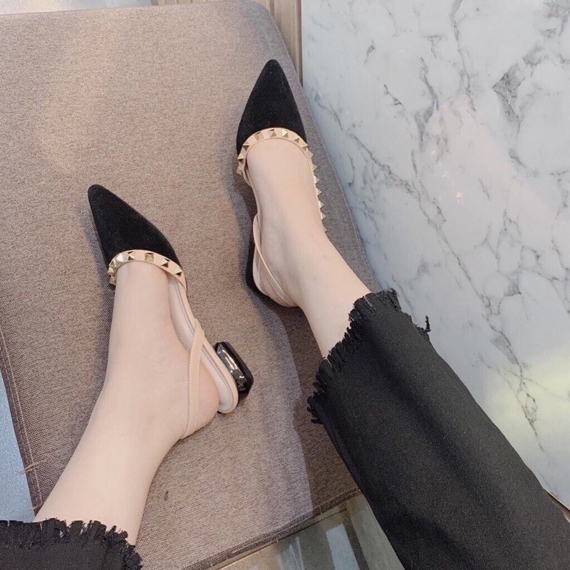 dép xandanl bít mũi hở hậu phối đinh cực chảnh