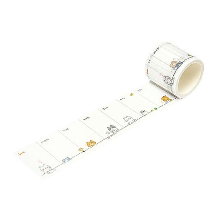 Băng Keo Dán Trang Trí ARTBOX Hàn Quốc 40mm In Hình Thứ Ngày Trong Tuần Và Chú Mèo Xinh Xắn