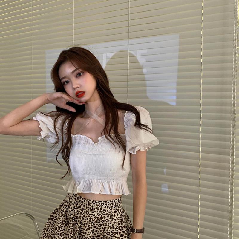 Áo Croptop Tay Phồng Ôm Dáng Thời Trang Mùa Hè Cho Nữ