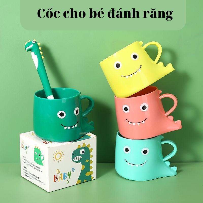 Ly cốc cho bé để đánh răng hình khủng long thể tích 300 ml siêu dễ thương