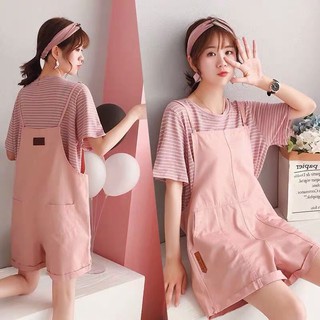 Sét áo kẻ thun phông+Yếm đùi xinh