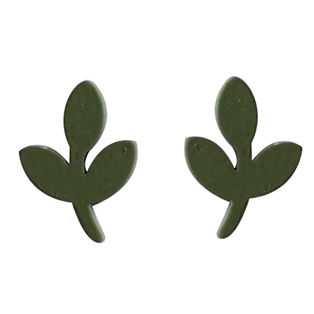 Bông tai bạc S925 hình chiếc lá màu xanh lá kiểu dáng đơn giản thời trang cho nữ