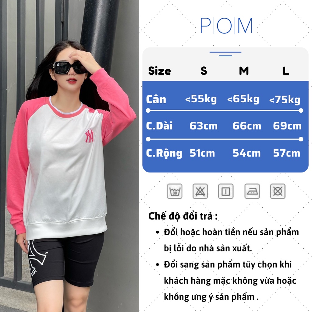 Áo Sweater nam nữ M.L.B, Áo nỉ xuất dư NY Monogram SW01 - Pom Store