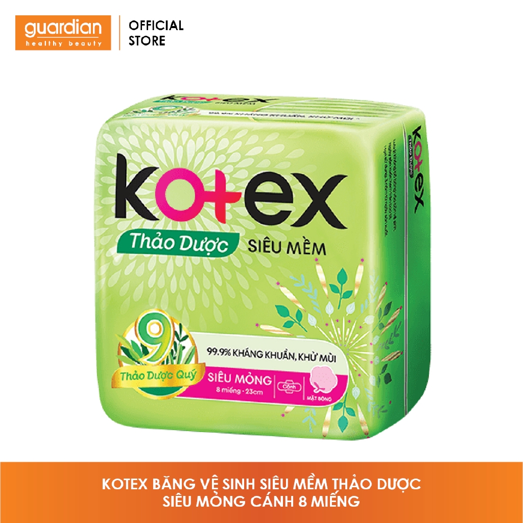 Băng vệ sinh Kotex thảo dược siêu mỏng cánh (8 miếng)