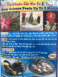 Phân bón Sen Đá, Hoa sứ