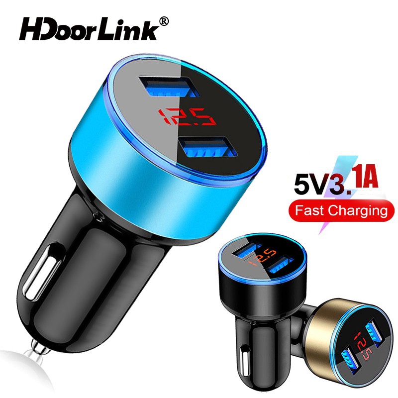 Hdoorlink Tẩu Sạc Nhanh 2 Cổng Usb 3.1a Cho Xe Hơi