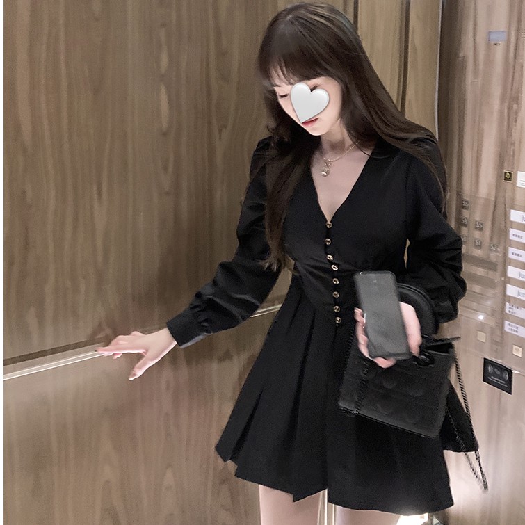 Đầm nữ dáng xòe mini tay dài Emilyshop