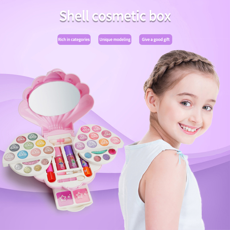 Makeup Set- Safety Tested- Non Toxic,kids make up set,Shell cosmetic box,Make up set for kinds,Children's cosmetic set,Baby cosmetics,Pretend makeup,Pretend Play Kids Beauty Salon,Simulation beauty salon,Gifts for girls