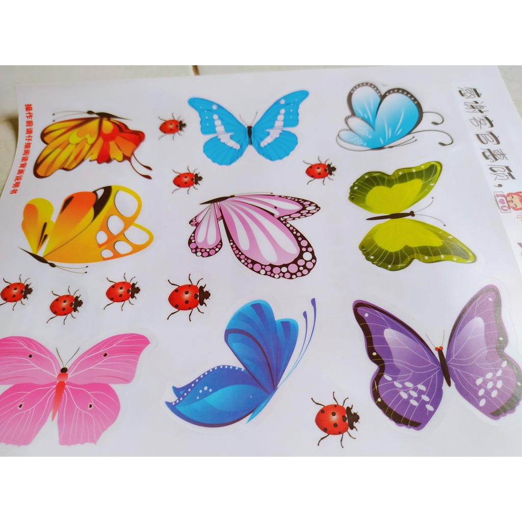 Bộ 9 Sticker con bướm dán kính dán tường trang trí