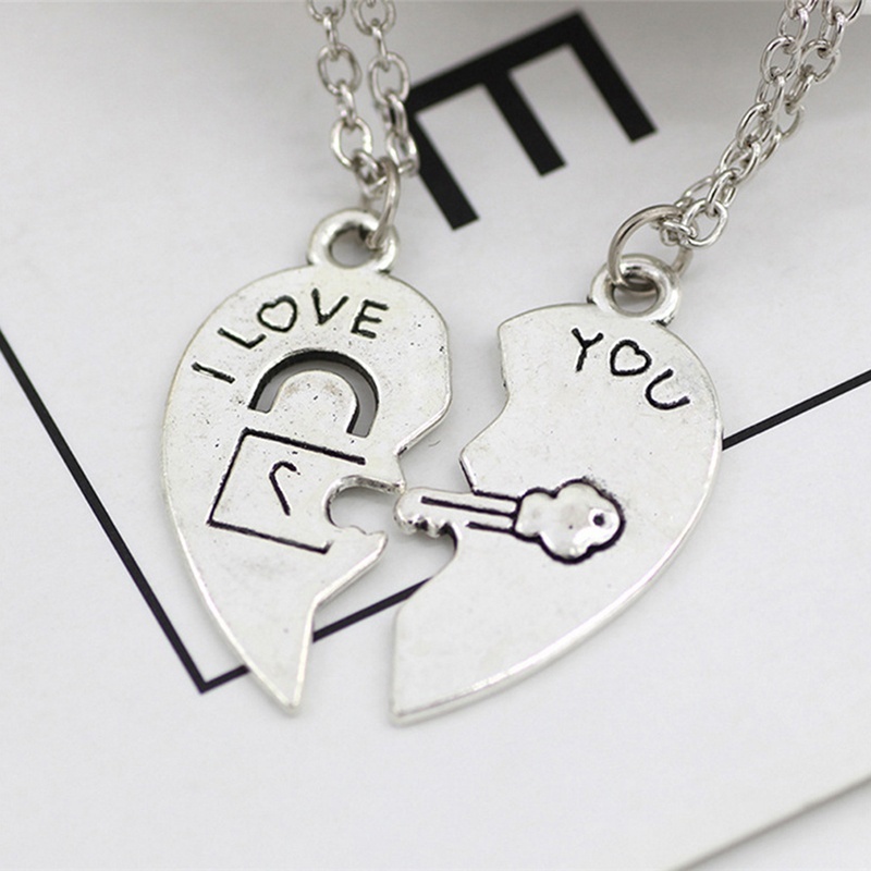 Dây Chuyền Đôi Mặt Ổ Khóa Trái Tim I Love You Thời Trang Mới
