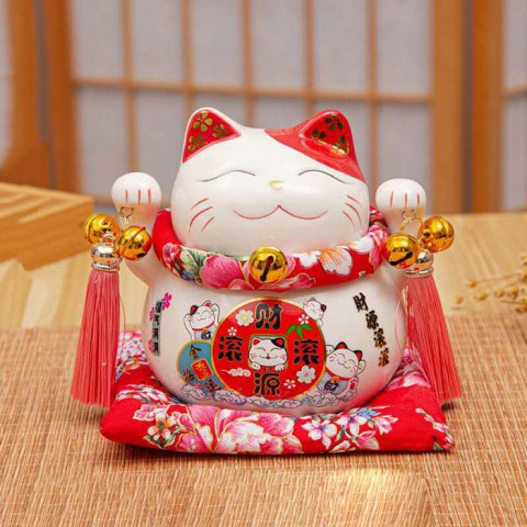 Mèo thần tài 14cm Tấn Tài Tấn Lộc gốm sứ cao cấp - Mèo may mắn chiêu tài | BigBuy360 - bigbuy360.vn