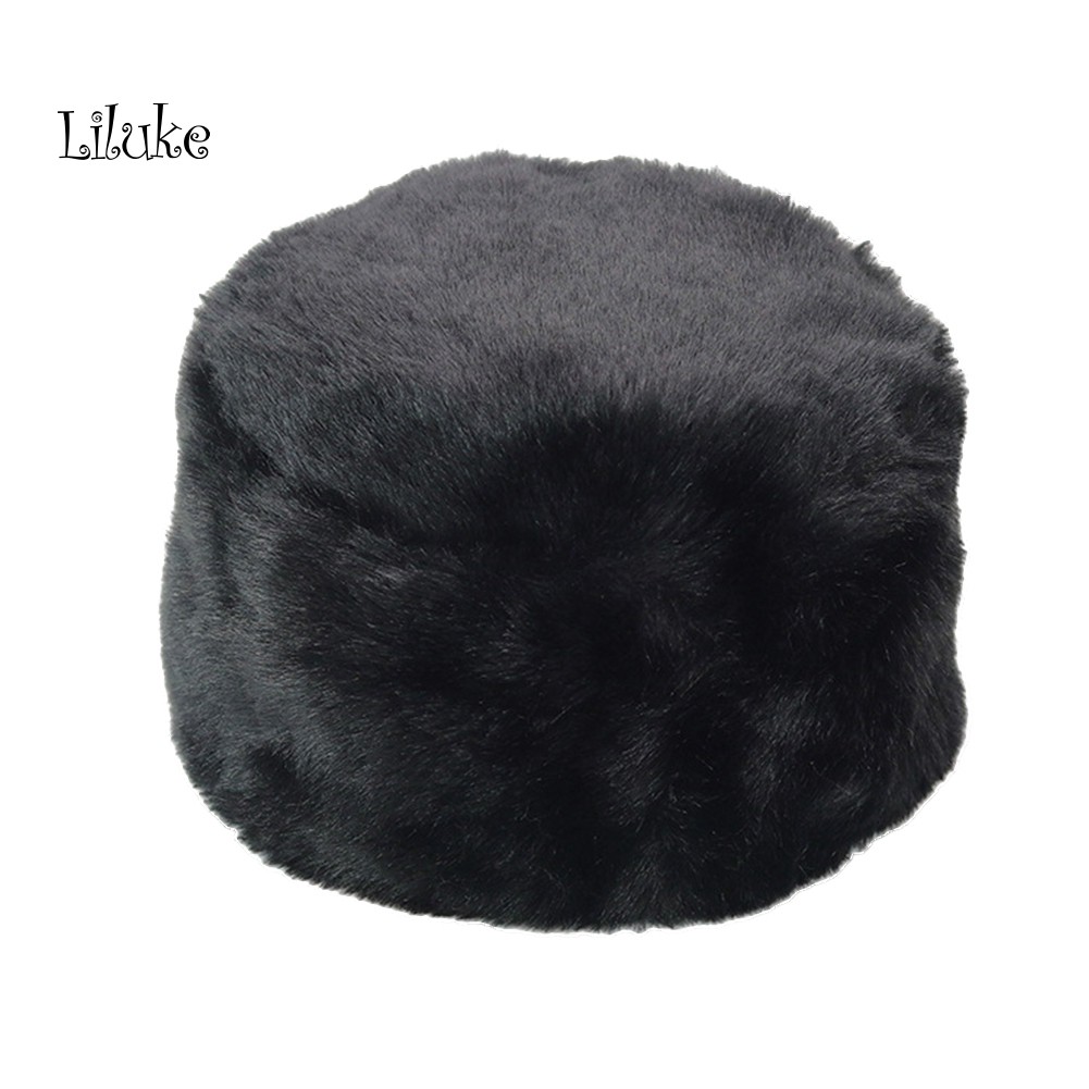 Mũ Beanie Giả Lông Thú Màu Trơn Giữ Ấm Tai Mùa Đông Cho Nam Nữ