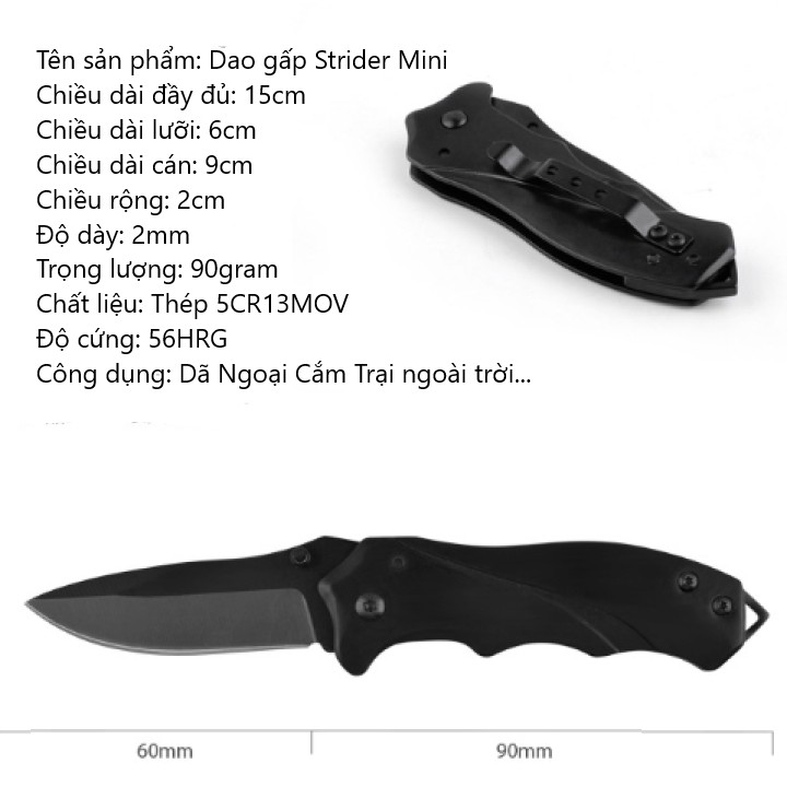 - Dao Gấp Strider Mini Cực Đẹp Dã Ngoại, Cắm Trại Ngoài Trời