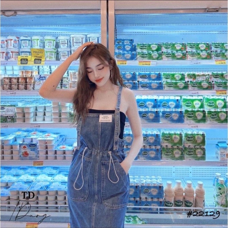 Đầm Yếm Jean Dáng Dài Rút Eo Siêu Xinh, Váy Yếm Jean Hàng Loại 1