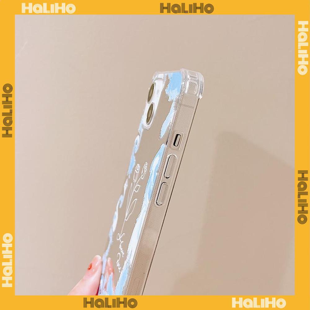 iPhone Case Acrylic HD Makeup Mirror Airbag Shockproof Protection Camera Blue Rose Flower Compatible For iPhone 11 iPhone 13 Pro Max iPhone 12 Pro Max iPhone 7 Plus iPhone xr