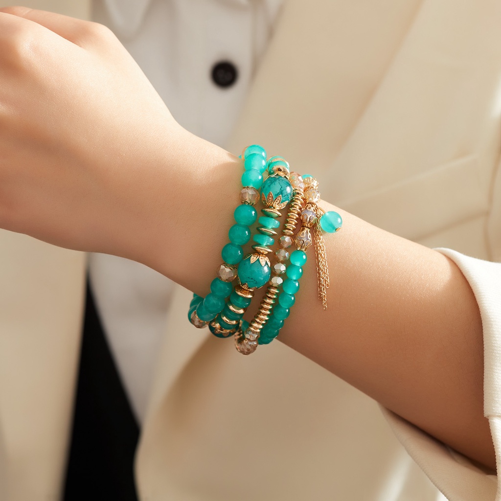 Set 4 vòng đeo tay RINHOO FRIENDSHIP chuỗi hạt pha lê thời trang cho nữ