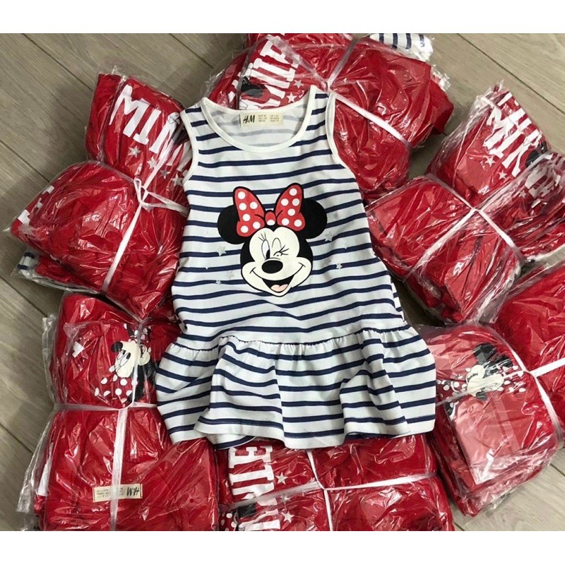 Váy sát nách mickey đỏ HM 1-10Y (có ảnh thật)