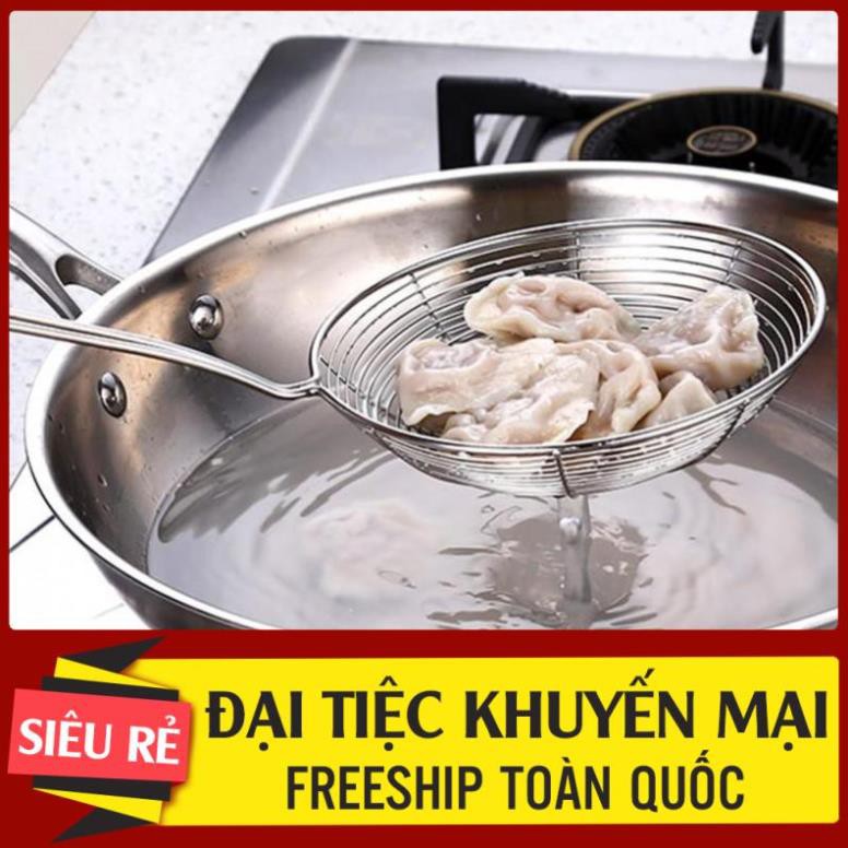 Vợt chiên vớt ráo dầu cán inox cỡ trung  tiện lợi