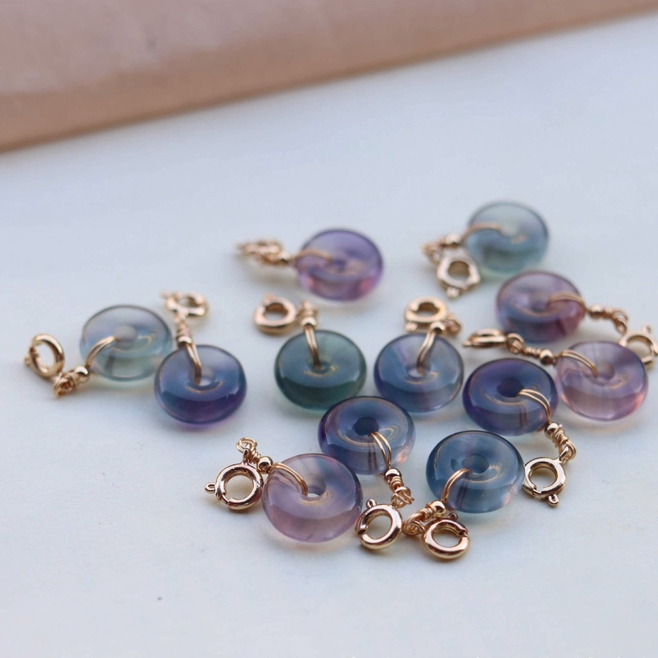 Chuỗi Hạt Đá Fluorite Hình Giọt Nước Nhiều Màu Sắc Dùng Làm Trang Sức DIY