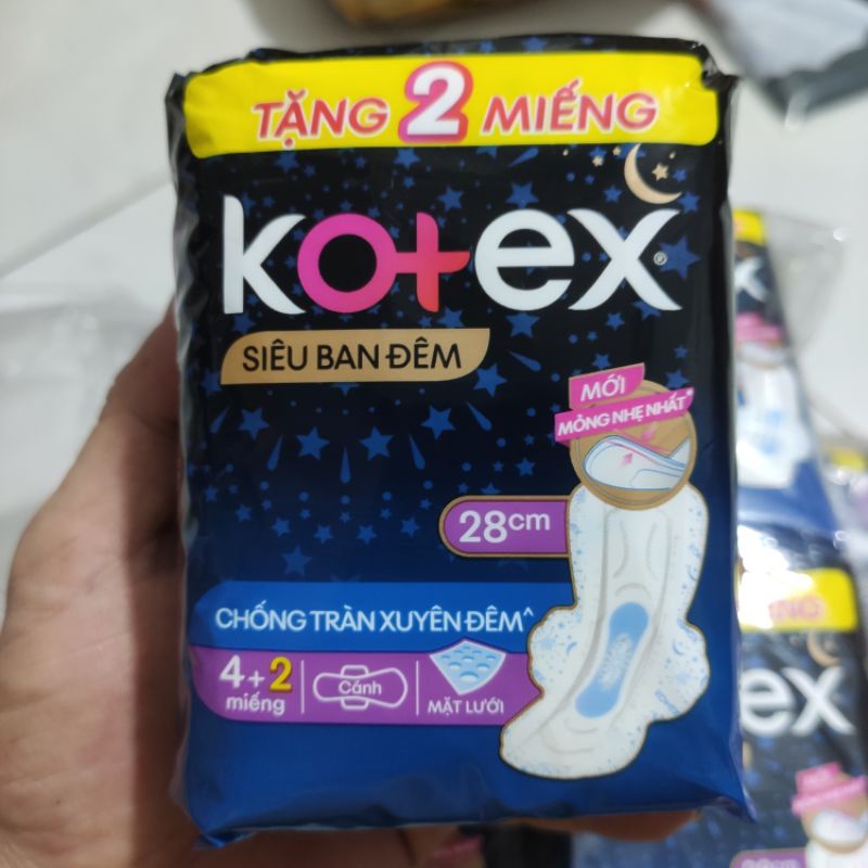 BĂNG VỆ SINH KOTEX SIÊU BAN ĐÊM 28cm/4miếng.
