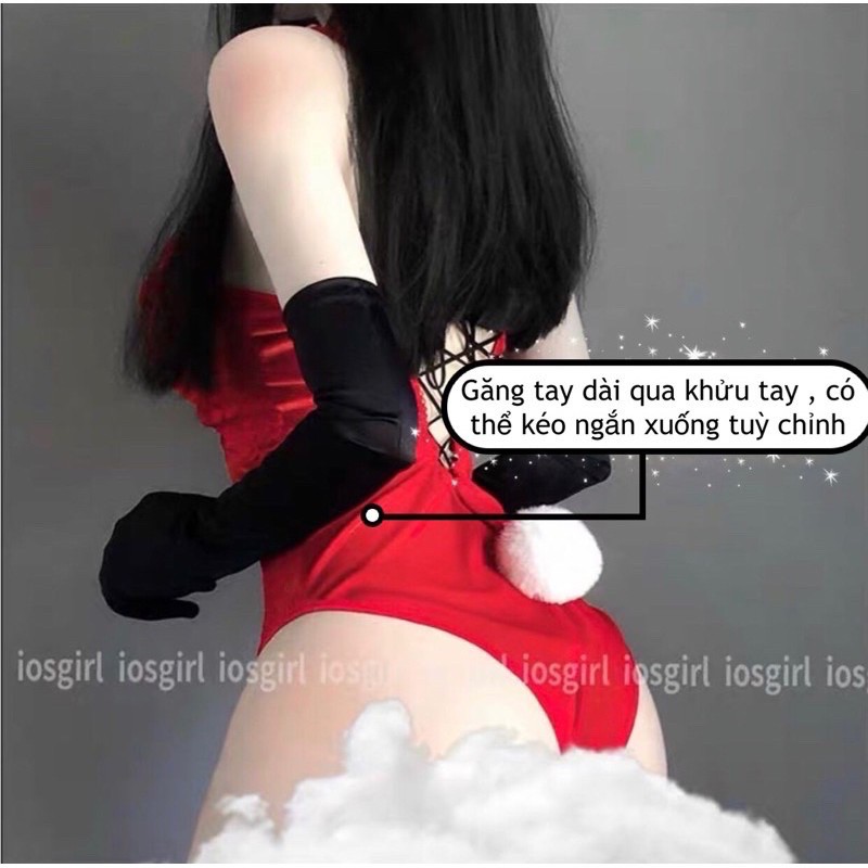 Găng tay đen trơn gợi cảm sexy hoá trang , cosplay