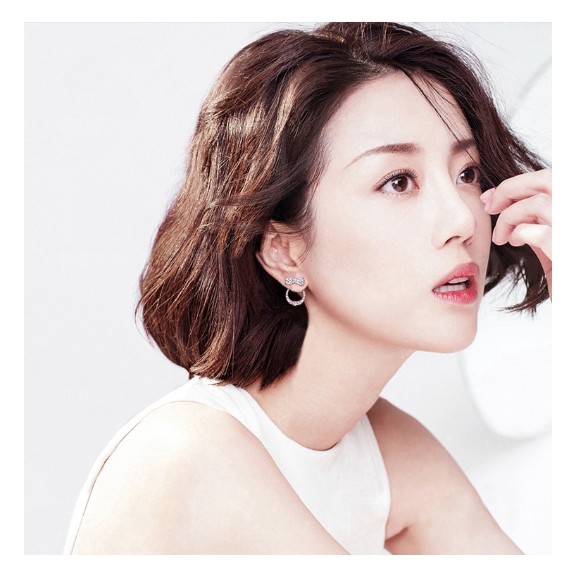 Bông tai hình nơ đính kim cương giả thời trang