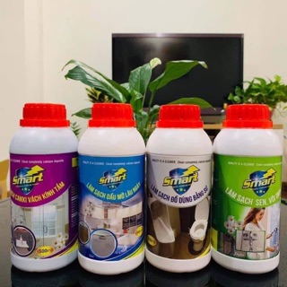 Nước tẩy rửa Smart: Tẩy men sứ, Tẩy đồ nhà bếp, Tẩy inox sen vòi, Tẩy cặn canxi trên kính, mút tẩy rửa bát đĩa đa năng