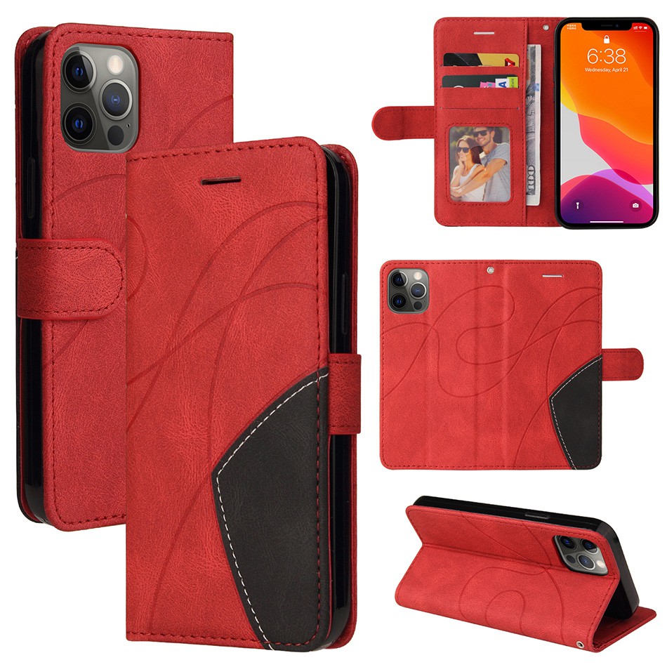 Bao Da Điện Thoại Dạng Ví Nắp Lật Nam Châm Có Ngăn Đựng Thẻ Và Giá Đỡ Cho Iphone11 Pro 12 Mini 12 Pro Max 11 Pro Xr Xs Max Ipx Ốp