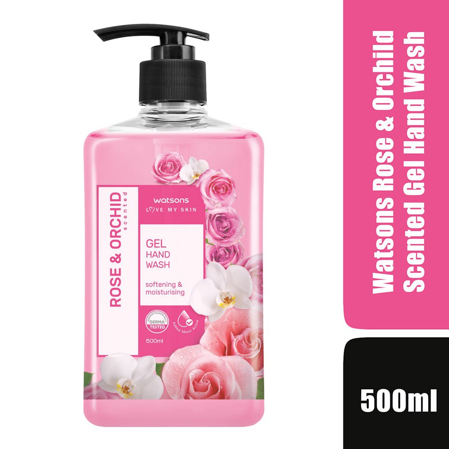 Gel Rửa Tay Watsons Love My Skin Rose &amp; Orchid Scented Gel Hand Soap Hoa Hồng &amp; Phong Lan 500ml