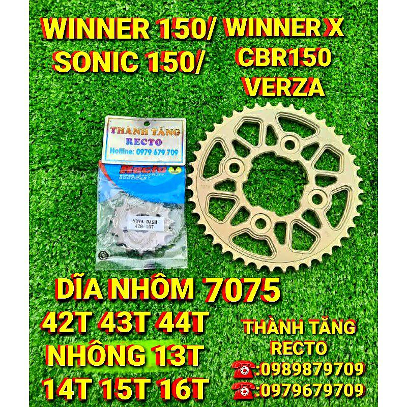 NHÔNG DĨA NHÔM 7075 WINNER 150/WINNER X/SONIC 150/CBR150 VERZA 42T 43T 44T NHÔNG 13T 14T 15T 16T