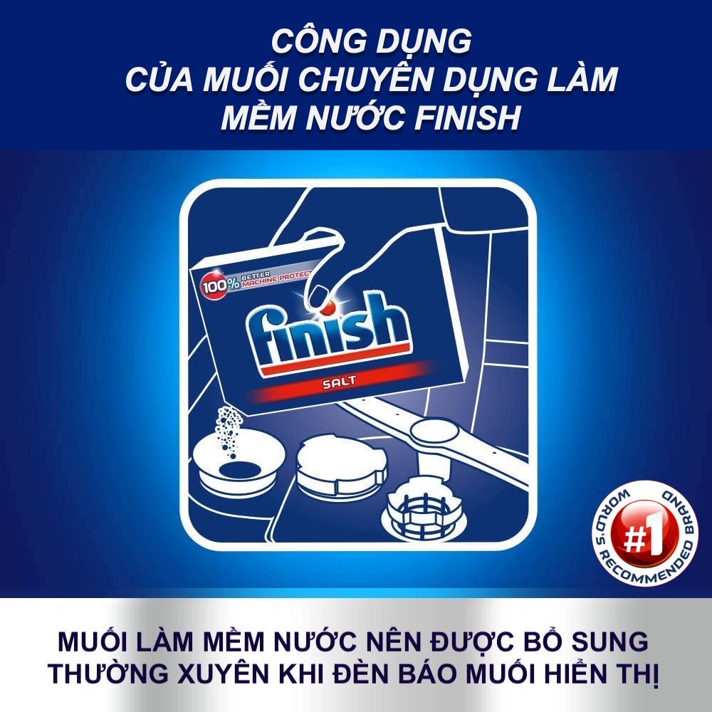 Muối Rửa Chén Bát Finish Giúp Làm Mềm Nước Và Bảo Vệ Các Chi Tiết Máy Nhập Khẩu Châu Âu Chính Hãng Hộp 4kg