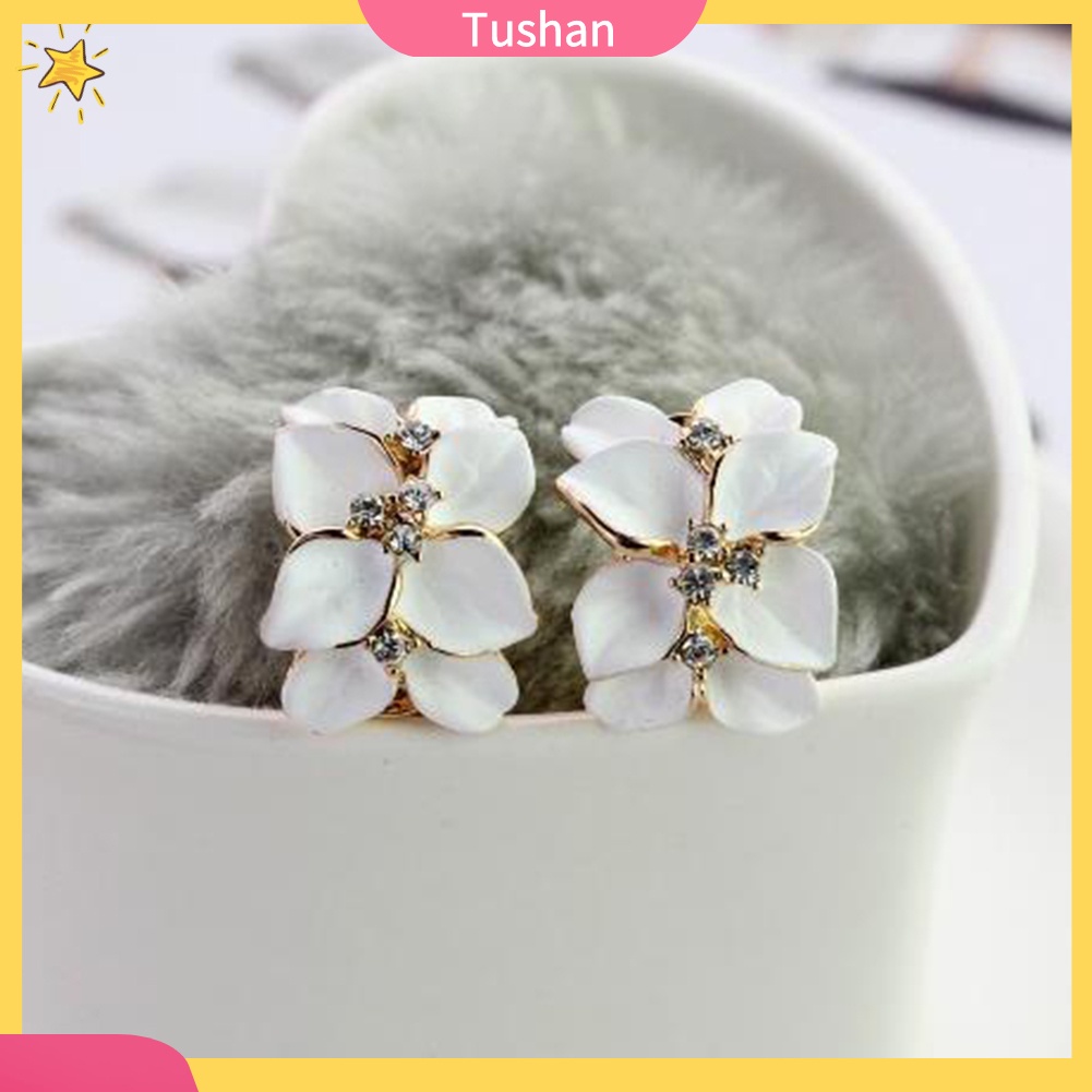 Bông tai hình hoa đính đá xinh xắn dành cho nữ