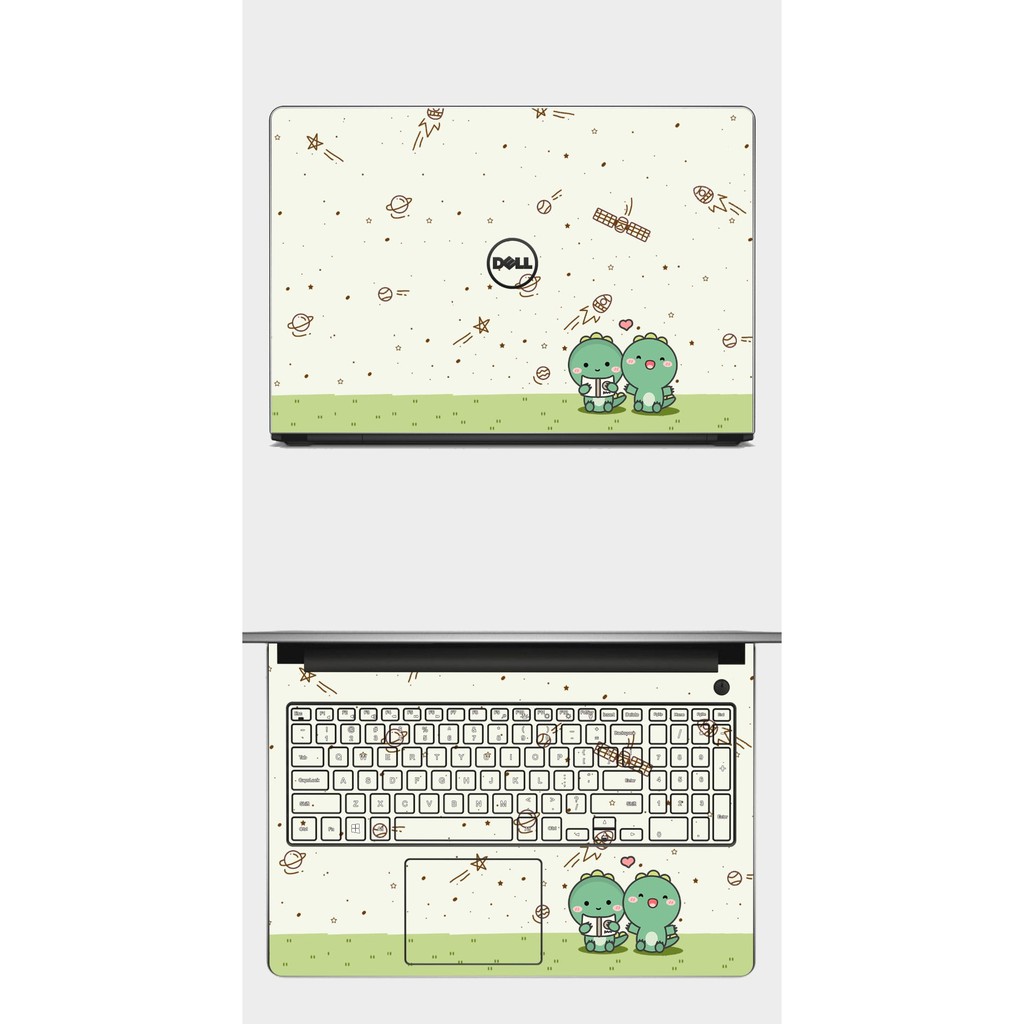 Skin laptop mẫu Khủng Long cute. Full các dòng như: Dell, Asus, Acer, Hp, Mac ,....