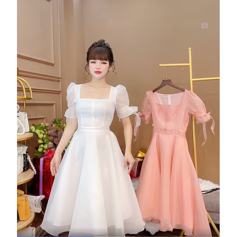 Monoco- Váy cổ vuông chân váy xòe -8678