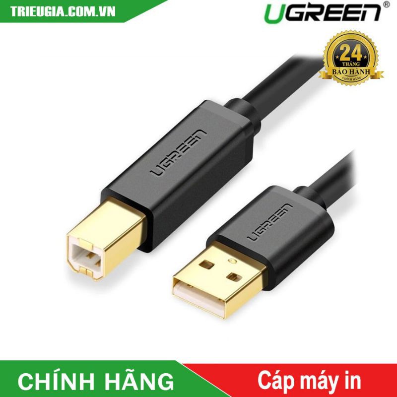 Cáp Máy In USB 2.0 Dài 3m Ugreen 10351 đầu mạ vàng - Hàng Chính Hãng