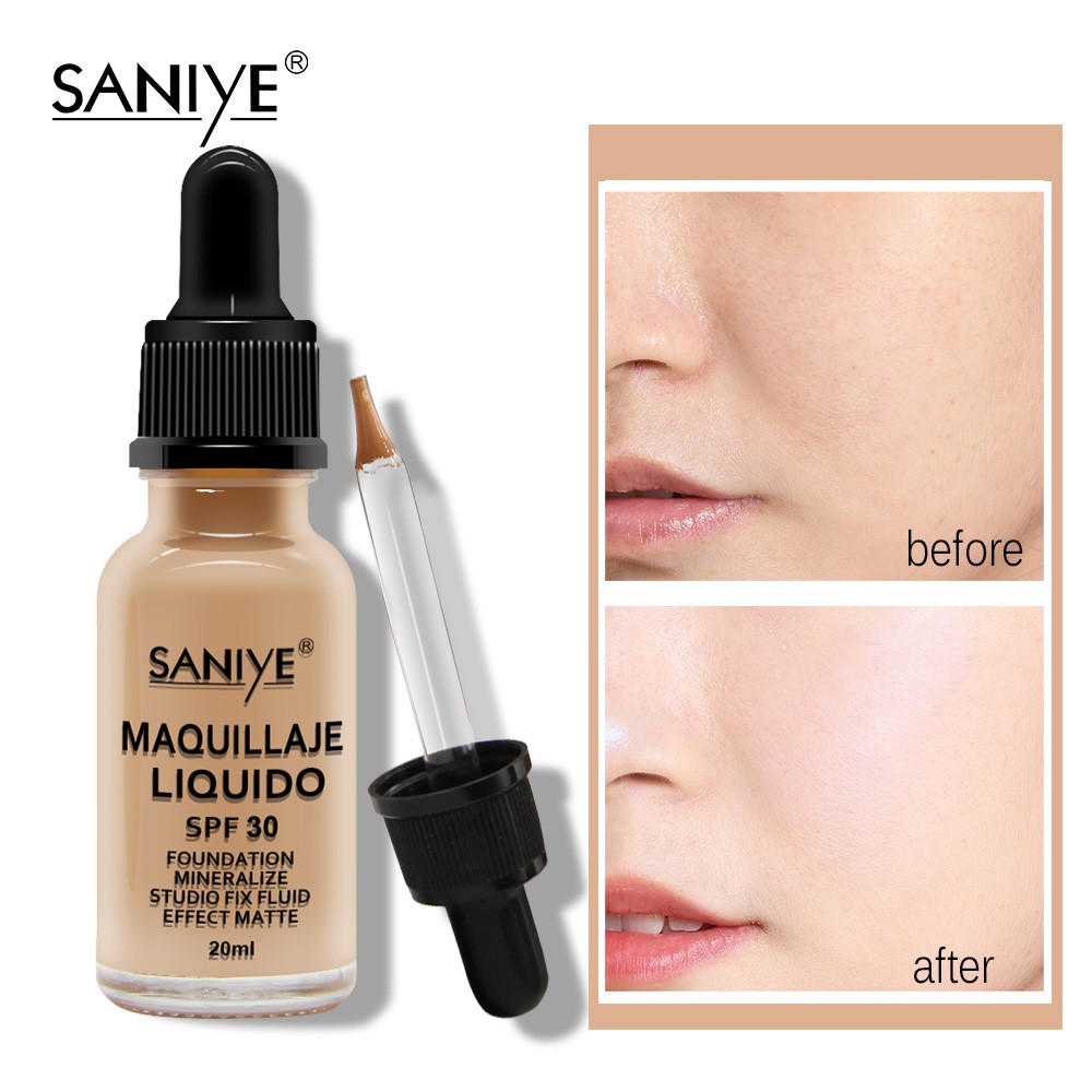 [Hàng mới về] Kem Nền Khoáng Chất SANIYE R1172 Dạng Lỏng Kiềm Dầu 6 Màu Trang Điểm Mặt Chuyên Nghiệp