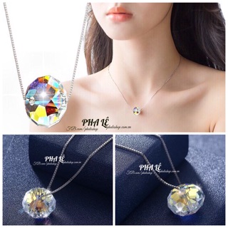Dây Chuyền Bạc S925 Thiết Kế Với Pha Lê Swarovski Tròn Dẹp