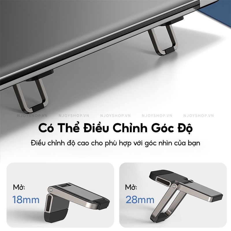 Đế Nâng Tản Nhiệt Nhôm Siêu Mỏng Baseus Chịu Tải 10kg Cho Laptop 13 Inch - 18 Inch Njoyshop