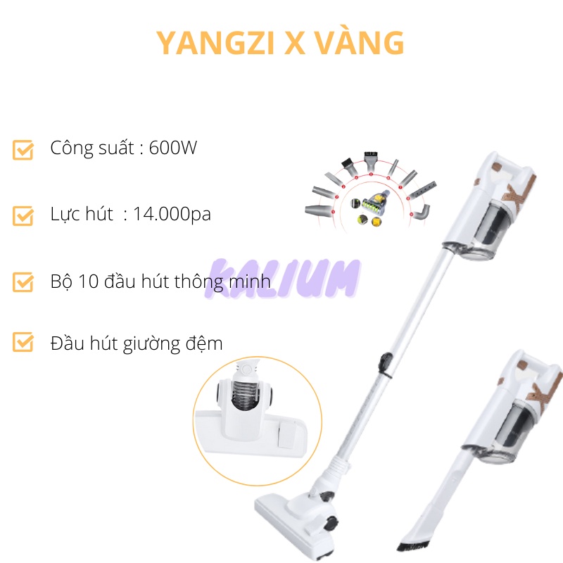 Máy hút bụi cầm tay YANGZI - Máy hút bụi gia đình hàng nhập khẩu CAO CẤP bảo hành 12 tháng, lực hút khỏe 14000Pa