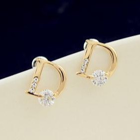 Bông tai chữ D đính đá Zircon thanh lịch cho nữ
