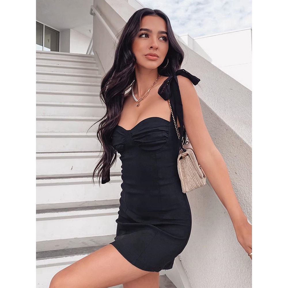DUNEA COD Sexy Strapless Slim Mini Dress Women Sleevelss Plain Bodycon Dress
