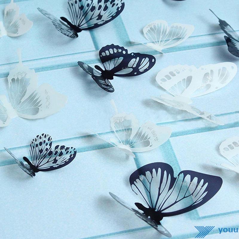 Set 18 Decal Bươm Bướm 3D Dán Tường Trang Trí