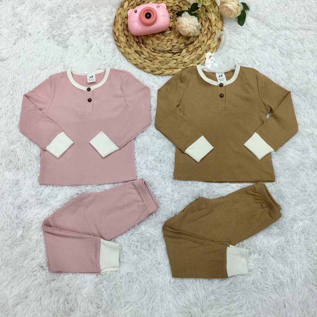 Bộ quần áo chất len tăm dài tay thu đông HM cho bé trai bé gái sale size 12M-6Y HM03 Lamiha