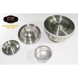 Bầu xi phông thoát chậu rửa bát inox đường kính 110mm và 140mm