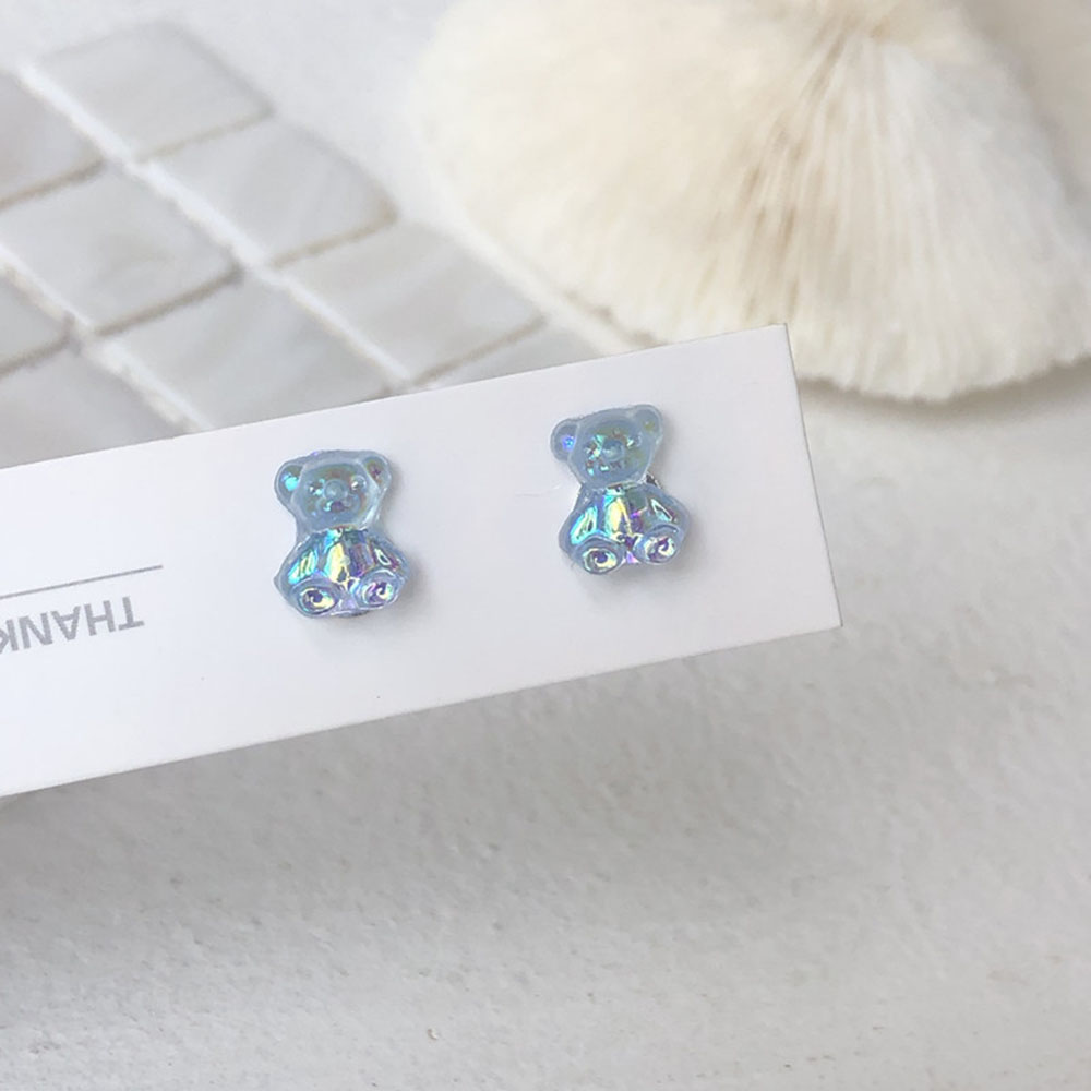 Khuyên tai nhựa resin hình gấu nhiều màu sắc xinh xắn